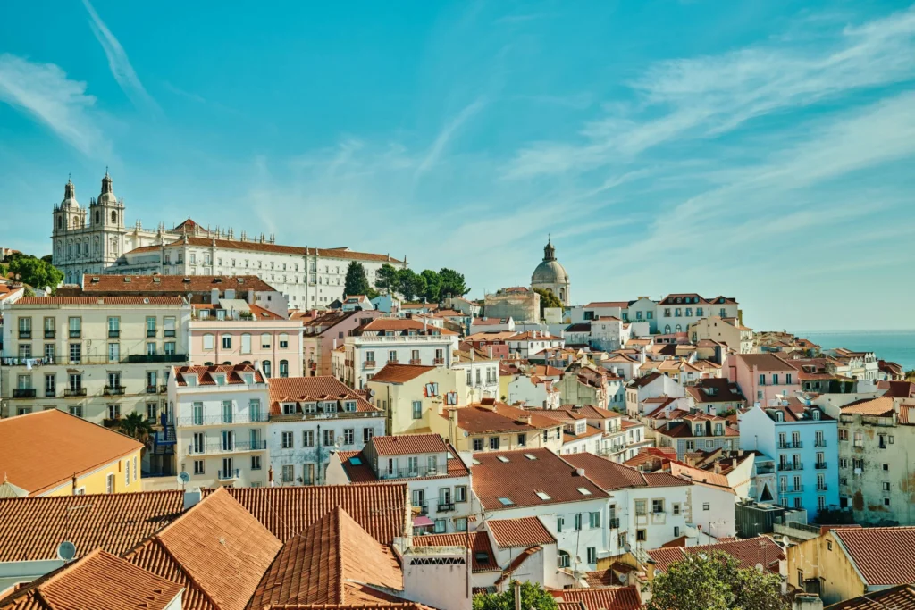 Colourful buildings and terracotta rooftops in Lisbon